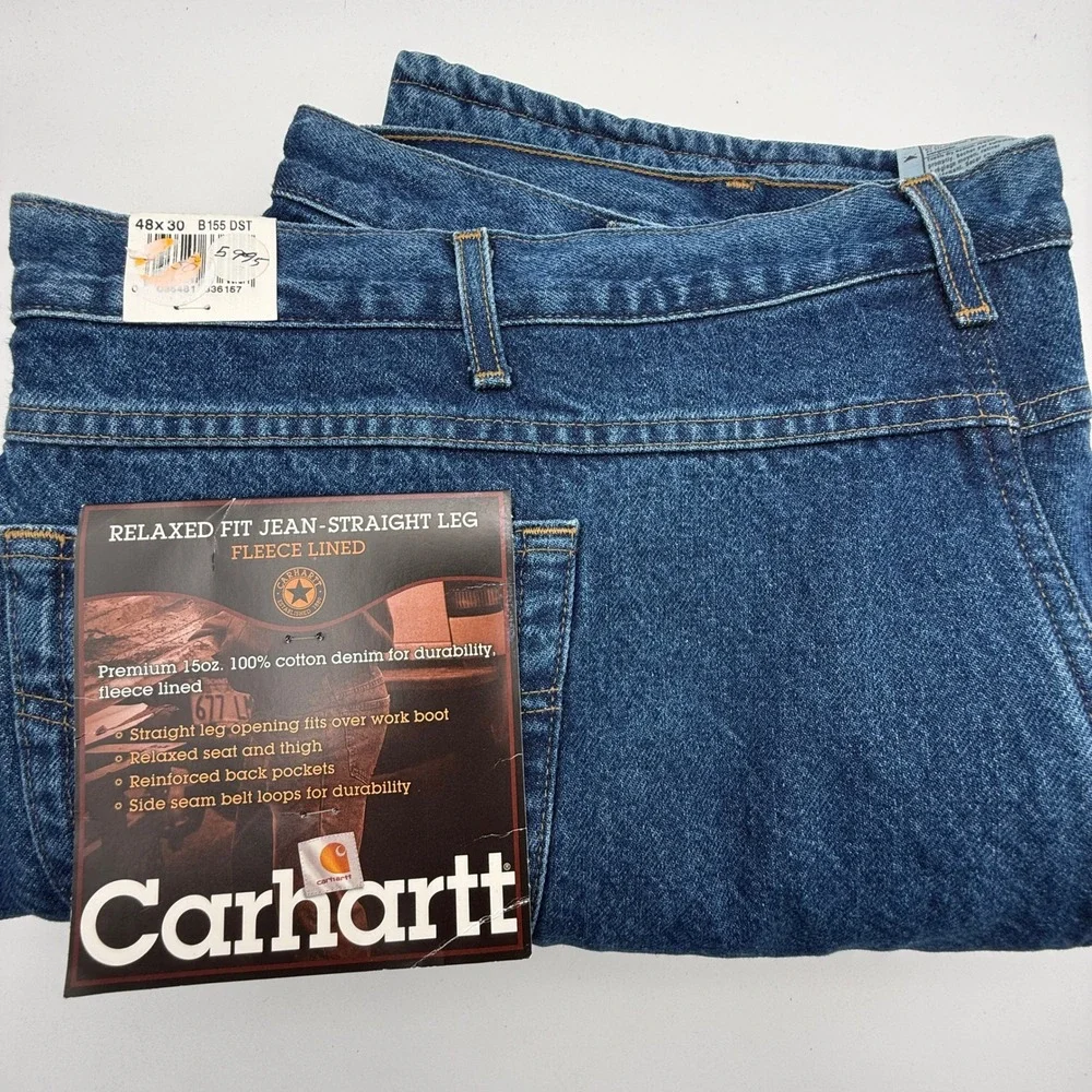 Carhartt B155 DST Relaxed Fit Straight Leg Fleece Lined Jeans Mens 48x30 NWT